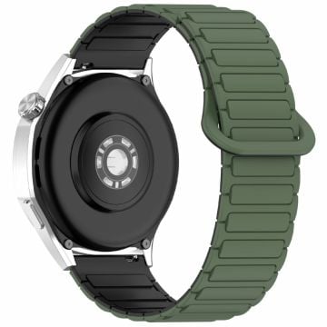 Huawei Watch GT 5 Pro 46mm / GT 5 46mm / Watch 4 / Samsung Galaxy Watch3 45mm silikonband 22mm magnetiskt klockarmband - Militärgrön / Svart