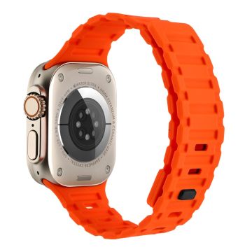 Magnetiskt klockarmband i silikon - Orange Apple Watch Serie 9 / Orange Apple Watch Serie 9 / Orange Apple Watch Serie 9 / Orange Apple Watch Serie 9 / Se / Se / Se / Se