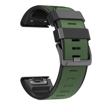 Silikonarmband med diamantstruktur i två färger för Garmin Fenix X-serien - Militärgrön + Svart