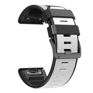 Silikonarmband med diamantstruktur i två färger för Garmin Fenix X-serien - Vit + Svart