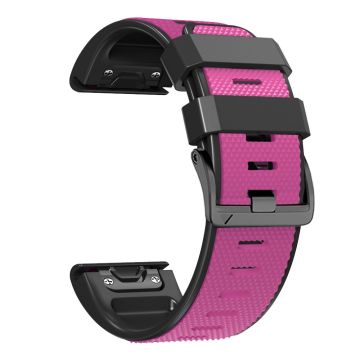 Silikonarmband med diamantstruktur i två färger för Garmin Fenix X-serien - Rosa + Svart