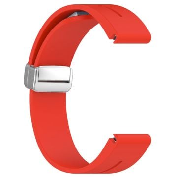 Samsung Galaxy Watch 6 / 6 Classic / 5 / 4 / Huawei Watch GT 3 42mm Silicone Strap Magnetic Silver Buckle 20mm Watchband - Red