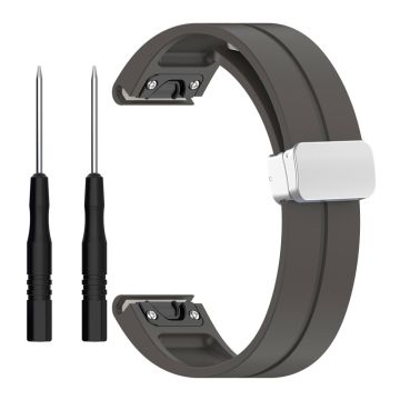 Garmin Fenix 7 / Forerunner 965 / 955 / 945 / 935 22mm Klockarmband Silive Spänne Silikon Handledsrem - Rymdgrå