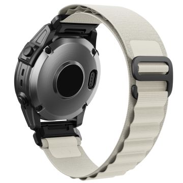 Garmin Fenix 7X / 7X Solar / Tactix 7 Pro Nylon Klockarmband Justerbart 26mm Quick Release Handledsrem - Vit