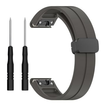 Garmin Fenix 7X / 7X Solar / Tactix 7 Pro Silikon Klockarmband 26mm Vikbart Svart Spänne Klockarmband - Grå