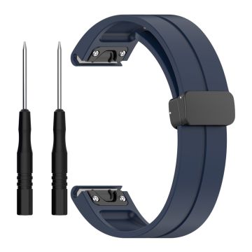 Garmin Fenix 7X / 7X Solar / Tactix 7 Pro Silikon Klockarmband 26mm Vikbart Svart Spänne Klockarmband - Midnattsblå