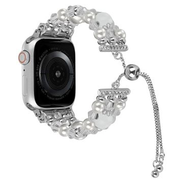 Apple Watch 49mm / 45mm / 44mm / 42mm Pärlor Klockarmband Justerbart armband - Vit