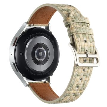 Garmin Active 5 / Samsung Galaxy Watch6 Classic 47mm 43mm klockarmband 20mm flätat armband i veganläder - Ljusgrön