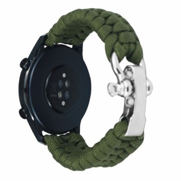 Huawei Watch GT4 46mm / Samsung Galaxy Watch3 45mm Klockarmband 22mm flätat reparmband - Militärgrön