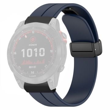 Garmin Fenix 7X / 6X / 5X Klockarmband Magnetiskt spänne Silikonband med 26 mm kontakt - Midnattsblå