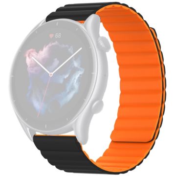 Huami Amazfit GTS 4 / 3 / 2 / 1 / mini Magnetiskt klockarmband Universal 22mm Silikonarmband - Svart + Orange