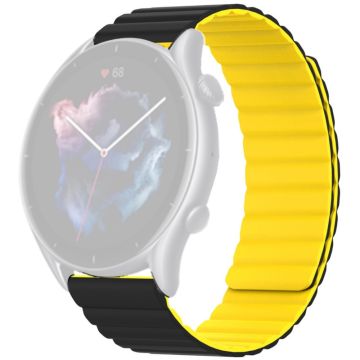 Huami Amazfit GTS 4 / 3 / 2 / 1 / mini Magnetiskt klockarmband Universal 22mm Silikonarmband - Svart + Gul