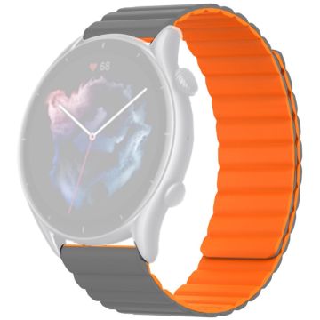 Huami Amazfit GTS 4 / 3 / 2 / 1 / mini Magnetiskt klockarmband Universal 22mm Silikonarmband - Grå + Orange