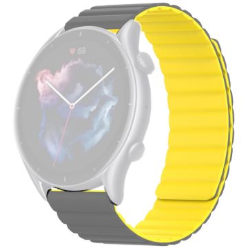 Huami Amazfit GTS 4 / 3 / 2 / 1 / mini Magnetiskt klockarmband Universal 22mm Silikonarmband - Grå + Gul