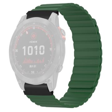 Huami Amazfit Falcon / Garmin Fenix 7 / 6 / 5 Magnetic Watch Band Flexible Replacement Strap with 22mm Bump Resistant Connector - Army Green