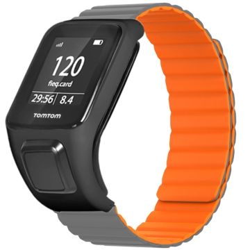 TomTom Runner 2 / 3 / Spark / Adventurer Klockarmband Flexibelt magnetiskt armband med fodral - Grå + Orange