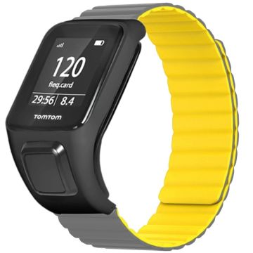 TomTom Runner 2 / 3 / Spark / Adventurer Klockarmband Flexibelt magnetiskt armband med fodral - Grå + Gul