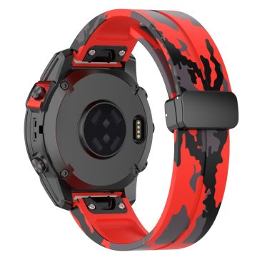 Garmin 22mm Quickfit Watch Band Black Buckle Camouflage Wriststrap - Camo Red