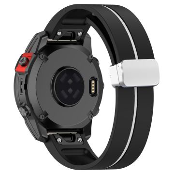 Garmin 22 mm Quickfit-klockarmband med tvåfärgat armband och silverspänne - Svart + Vit