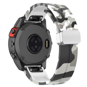 Garmin 26mm Quickfit Universal Flexibelt Klockarmband Silver Spänne Handledsrem - Camo Vit