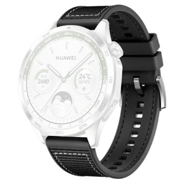 Huawei Watch GT 4 / GT 3 / GT 2 46mm klockarmband 22mm nylonbelagt flexibelt ersättningsarmband - Svart