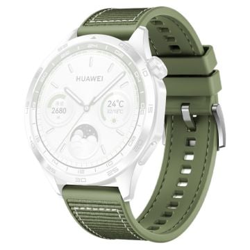 Huawei Watch GT 4 / GT 3 / GT 2 46mm klockarmband 22mm nylonbelagt flexibelt ersättningsarmband - Grön