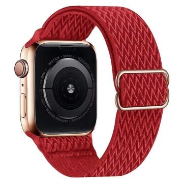 Apple Watch Series 41mm - 40mm - 38mm Universalarmband Wave Design Nylonarmband - Röd