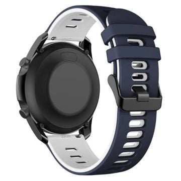 Samsung Galaxy Watch6 Classic 47mm 43mm / GarminActive 5 Flexibelt band 20mm Dual Color klockarmband - Midnattsblå + Vit