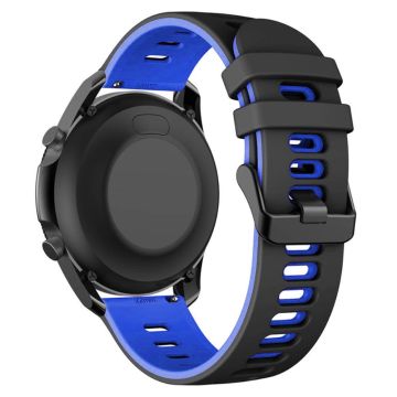 Samsung Galaxy Watch3 45mm / Garmin Venu 3 Klockarmband 22mm Dual Color Flexibelt klockarmband - Svart + Blå