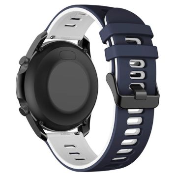 Samsung Galaxy Watch3 45mm / Garmin Venu 3 Klockarmband 22mm Dual Color Flexibelt klockarmband - Midnattsblå + Vit