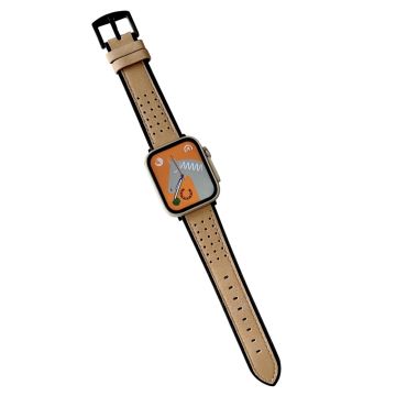 Apple Watch Series 41 mm - 40 mm - 38 mm universellt smart klockarmband vaxat topplager av koskinn - Ljusgul