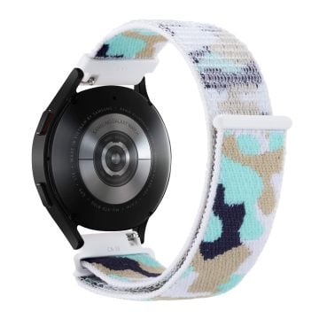 Samsung Galaxy Watch3 45mm / Garmin Venu 3 Klockarmband 22mm Nylon Loop Camouflage Armband - Ljus Cyan Camo