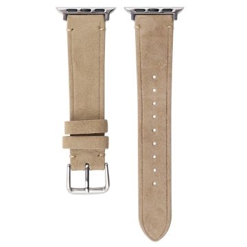 Apple Watch Series 49mm - 45mm - 44mm - 42mm Universal texturerat läderarmband - Mjölk Te