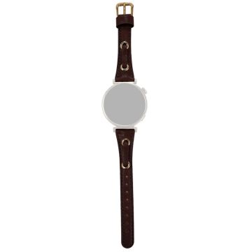 Huawei Watch GT 4 41mm / Garmin Venu 3S Watch Band 18mm Leather Wrist Straps - Brown / Gold Buckle Silver Buckle