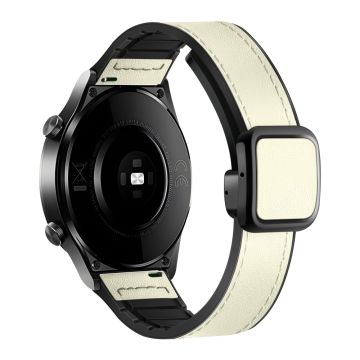 Samsung Gear S3 Classic / Garmin Vivoactive 4 Magnetband 22mm läderbelagt flexibelt klockarmband - Beige