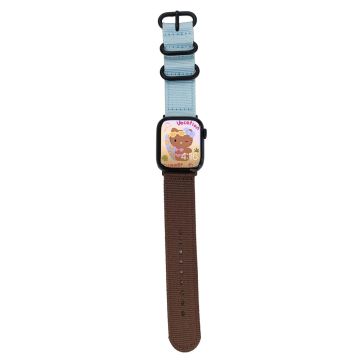 Apple Watch 49mm / 45mm / 44mm / 42mm Klockarmband med runt spänne - Blå + Tan