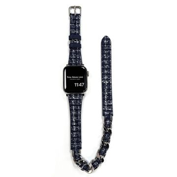 Apple Watch 41mm / 40mm / 38mm Smart klockarmband med dubbla lager - Mörkblå + Mörkblå