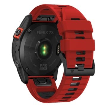 Garmin Fenix 7X Pro / Fenix 7X Dual-Colors Sport Strap Silikon Andningsarmband - Röd + Svart