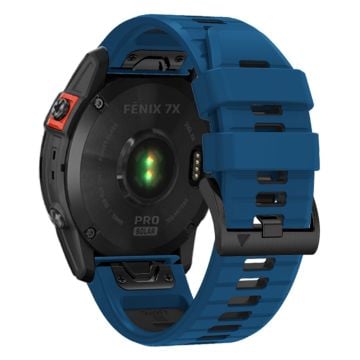 Garmin Fenix 7X Pro / Fenix 7X Dual-Colors Sport Strap Silikon Andningsarmband - Safir + Svart