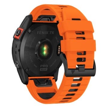 Garmin Fenix 7X Pro / Fenix 7X Dual-Colors Sport Strap Silikon Andningsarmband - Orange + Svart