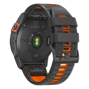 Garmin Fenix 7X Pro / Fenix 7X Dual-Colors Sport Strap Silikon Andningsarmband - Kolgrå + Orange