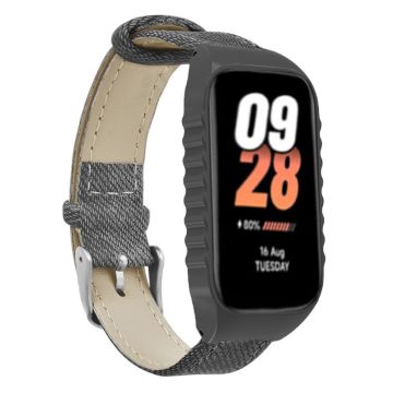 Xiaomi Smart Band 8 Active Strap Ersättningsarmband i denimstruktur med klockfodral - Grå