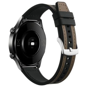 Samsung Galaxy Watch6 Classic 47mm 43mm / GarminActive 5 20mm Klockarmband Cowhide läder silikonarmband - Tan + Svart