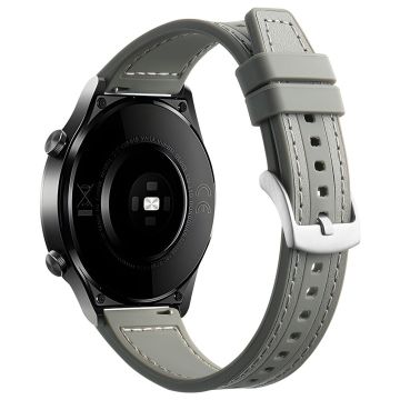 Samsung Galaxy Watch6 Classic 47mm 43mm / GarminActive 5 20mm Klockarmband Cowhide läder silikonarmband - Grå