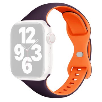 Apple Watch Series 41mm / 40mm / 38mm klockarmband silikonarmband - Mörklila + Orange