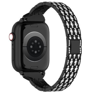 Apple Watch Serie 41mm / 40mm / 38mm Klockarmband Metallarmband Rhinstone - Svart