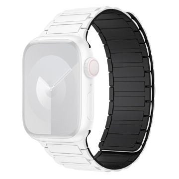 Apple Watch Series 41mm / 40mm / 38mm Klockarmband Silikon Magnetiskt Armband - Vit + Svart