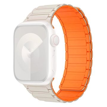 Apple Watch Series 41mm / 40mm / 38mm Klockarmband Silikon Magnetiskt Armband - Stjärnljus + Orange