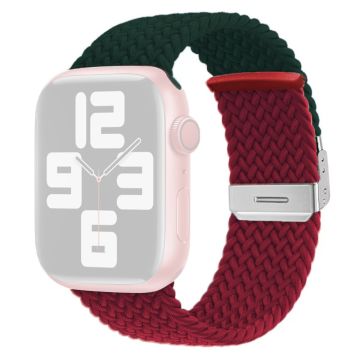 Apple Watch Series 41mm / 40mm / 38mm Nylon klockarmband - Grön + Vinröd