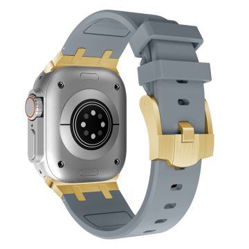 Apple Watch Series 41mm - 40mm - 38mm Universal Liquid Silicone Strap Metal Connector - Guld + Grå